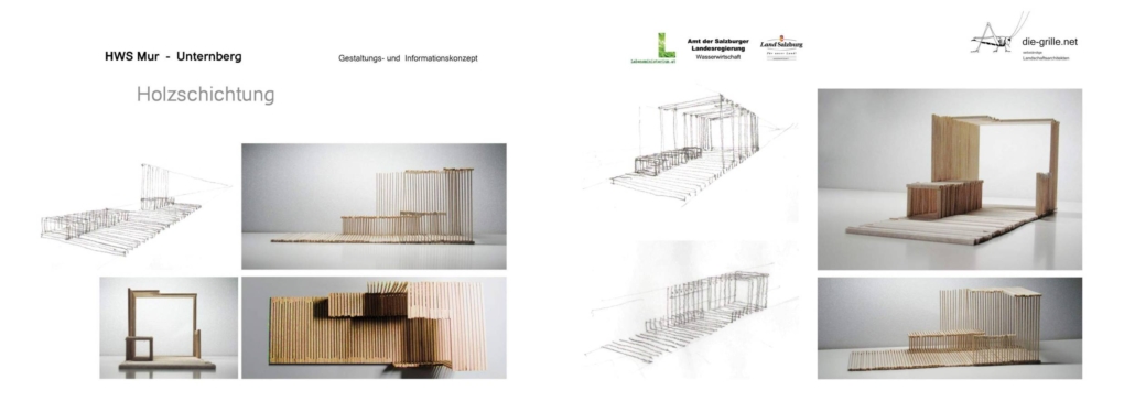 Gestaltungskonzept Hochwasserschutz Unternberg – Holzschichtung